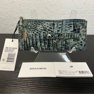 Brahmin Credit Card Wallet GLACIER MELBOURNE Leather NWT